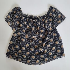 Club Monaco Silk Floral Off-Shoulder Top, Size small, Boho Chic